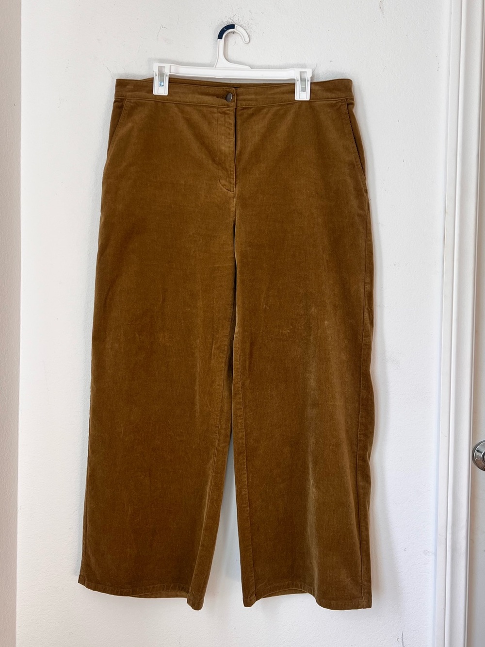 Eileen Fisher Organic Cotton Corduroy Pants Women's Large Straight Leg Designer